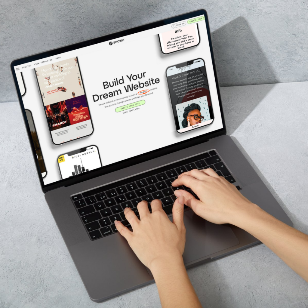 a person on laptop looking at showit website builder home page